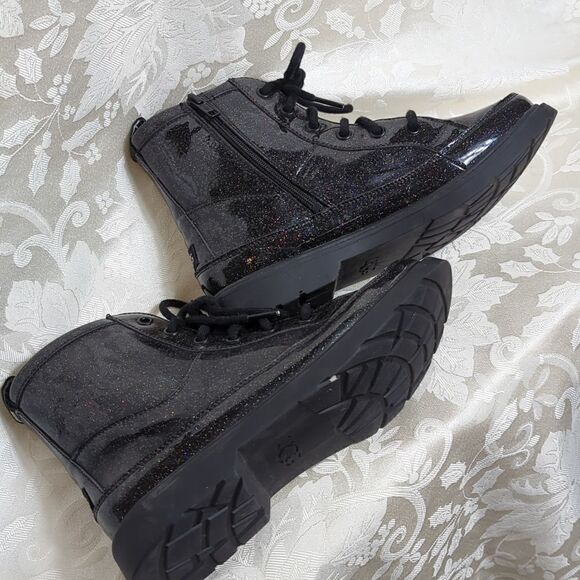 UGG Black Sparkle Rubber Combat Boots - Picture 3 of 7